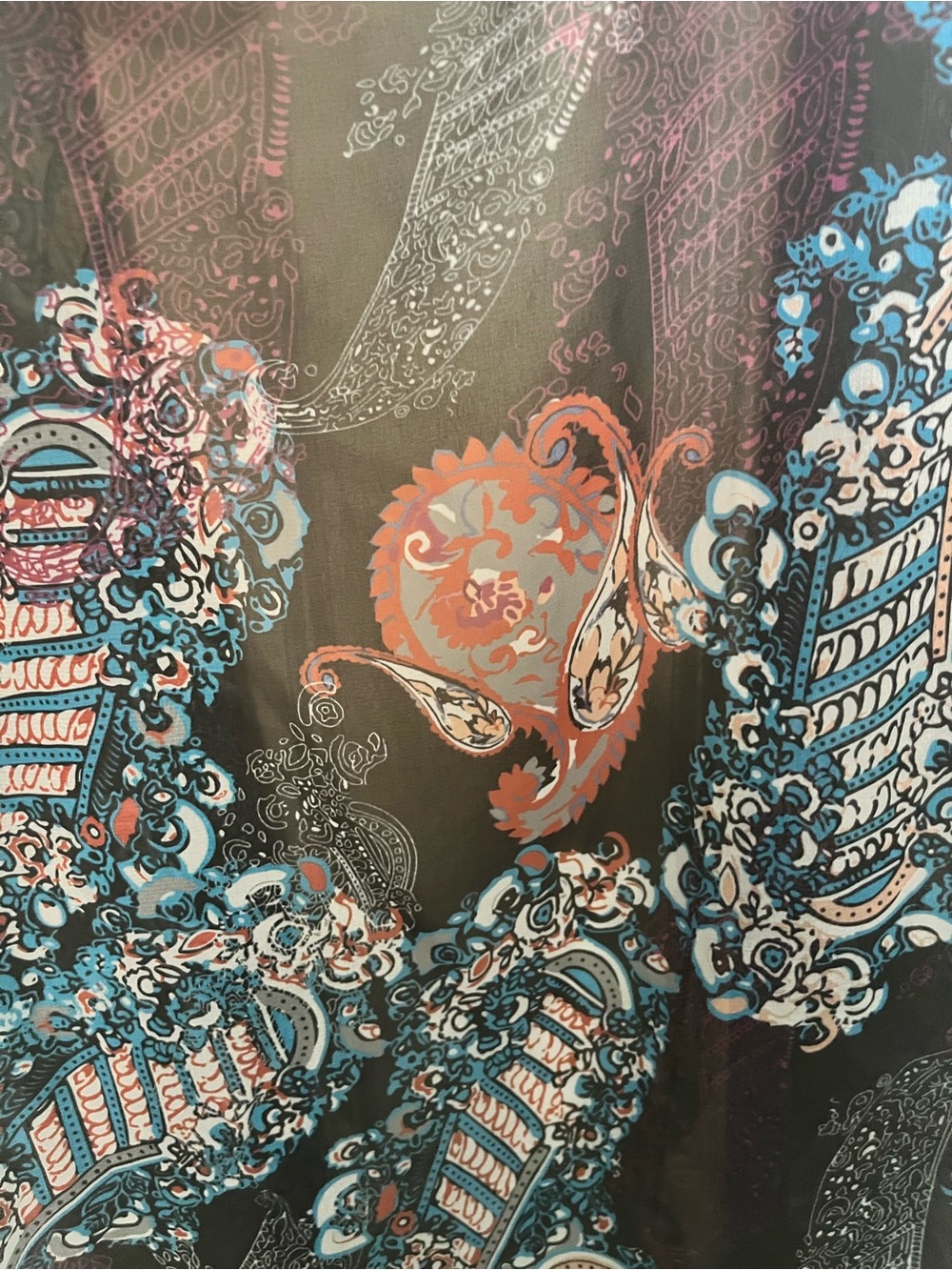 Sheer Paisley Kimono Cardigan - Teal & Plum - Picture 6 of 6